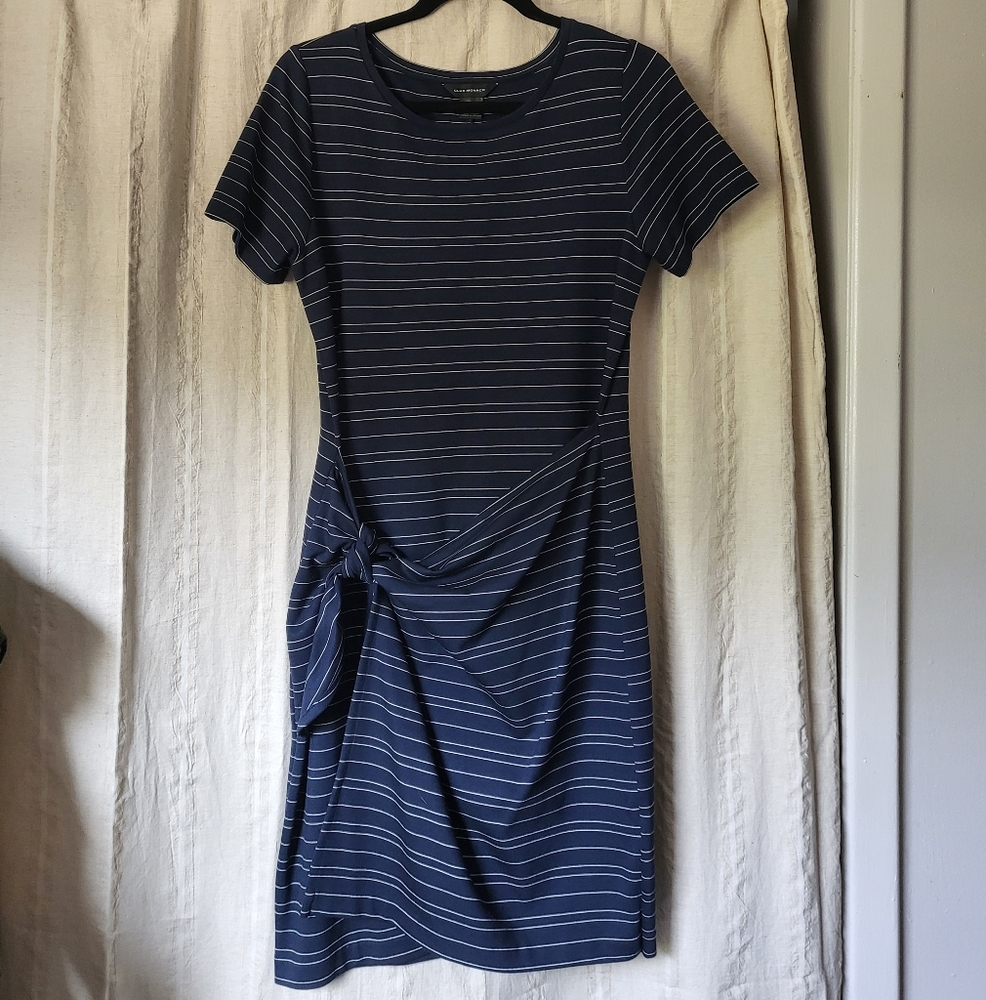 Navy Striped Wrap Dress